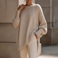thumbnail image 5 of Fewfanhot Sweaters for Women Oversized Batwing Sweaters Long Sleeve Crew Neck Knit Asymmetrical Pullover Tops, 5 of 7