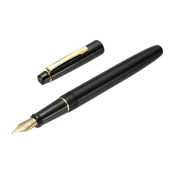 Uxcell Fountain Pen Medium Nib, Fountain Pen Barrel Handcrafted Pen for Professional Office Journaling Gifts, Black