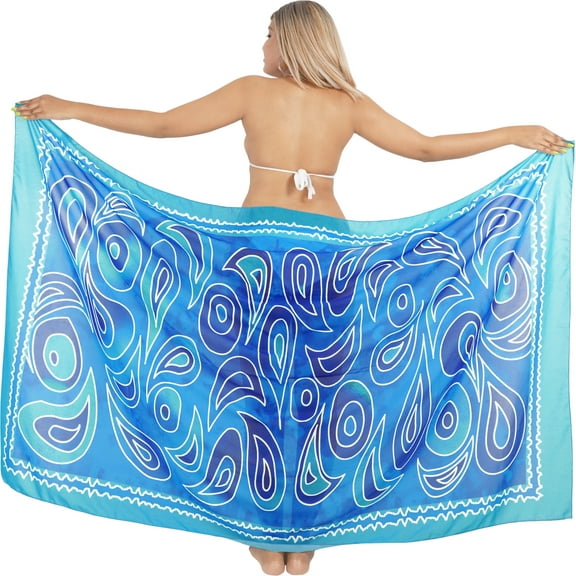 HAPPY BAY Women's Beachwear Sarong Coverups Bikini Skirt Swimsuit Swim Cover up Summer Wraps Bathing suit Swimwear Beach Wrap Skirts for Women One Size Abstract, Blue