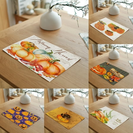 

Cheers US Halloween Pumpkin Placemat Table Mat Trick Or Treat Autumn Table Mats Placemats for Dining Home Kitchen Decor Indoor
