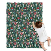 Dark Green Christmas Ornament Pattern Blanket,Comfortable Soft Flannel Throw Blanket,All Season,Warm Lightweight Blankets for Sofa Bed Couch Living Room Chair,30"x40"