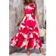 thumbnail image 4 of Vestido PRETTYGARDEN Maxi Floral Rojo y Blanco con Hombro Descubierto Talla L, 4 of 6