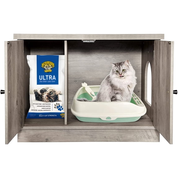 Cat Litter Box Enclosure, Litter Box Bench for Cleaning, Hidden Wooden Cat House Furniture, Side Entry cat Litter Box Extra Large for Most of Cat Indoor Living Room, Bedroom