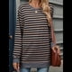 thumbnail image 4 of Camisa Informal de Larga A Rayas para Mujer, , con Cuello Redondo, Ajustada, Holgada, Básica Café Negro M, 4 of 10