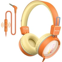 On-Ear Kids Headphones, Wired Headphone w/Mic, Safe Volume Limited Children Earphones