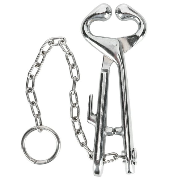 Cow Nose Pliers Stainless Steel Cattle Ring with Chain Cattles Traction Clamp