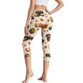 thumbnail image 2 of HELLHERO Thanksgiving Yoga Leggings Dachshund Pumpkin Printed Capri Leggings for Women Maple Leaves Printed Yoga Pants with Pockets, XL, 2 of 7