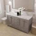thumbnail image 3 of Caroline Avenue 60" Double Bath Vanity in Cashmere Gray with Cultured Marble Quartz Top and Square Sinks, 3 of 3