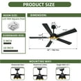 thumbnail image 4 of Uforic 42-inch Modern Black and Gold Ceiling Fan with Lights and Remote Control,5 Blades with Crystal Rod Design, 4 of 9
