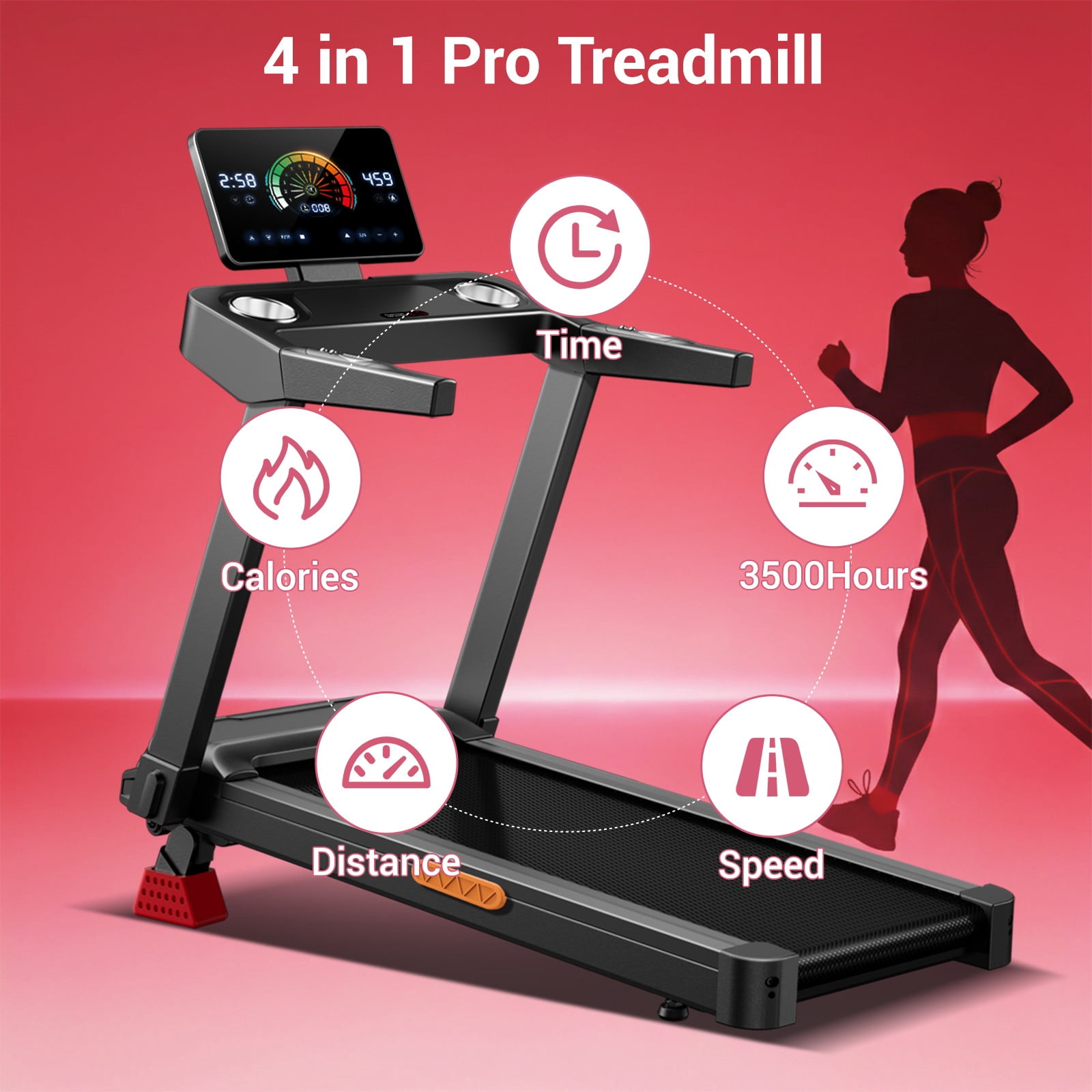 SONITU 20% Manual Incline Treadmill for Home, Foldable 3.5 HP Motor Running Machine, 400 lbs Capacity