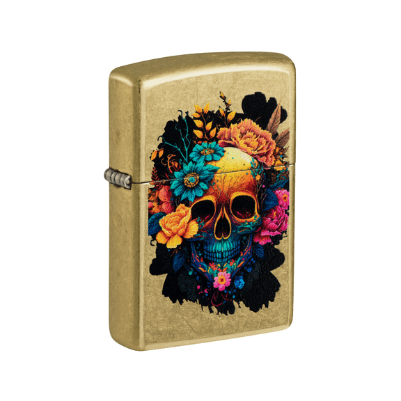 Zippo Pocket Lighter Blooming Skull Street Brass