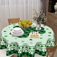 thumbnail image 5 of St. Patricks Day Tablecloth Round 60 Inch Green Irish Shamrock Table Cloths Circle Clover Buffalo Plaid Table Cover Washable Wipeable Polyester Tabletop for Dining Kitchen Picnic Party Decor, 5 of 6