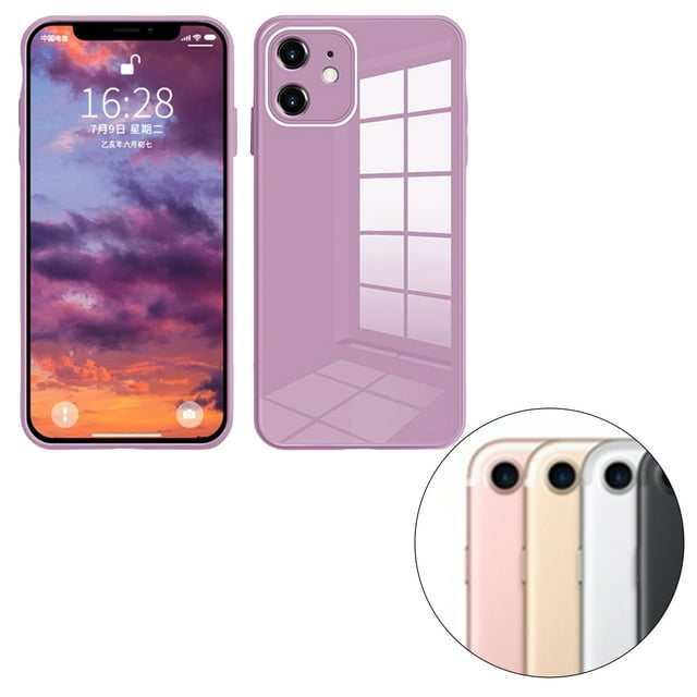 Glass Back Phone Covers with Solid Color Full Rugged Bumper Anti-Slip Design for Iphone 7P/8P/7/8/XS Max/XR/X/XS