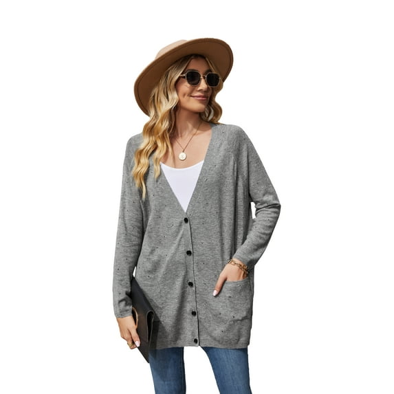Richie House Women's Open Front Cardigan Long Sleeve Sweater with Pockets XS-XL ARH2063-B-XS