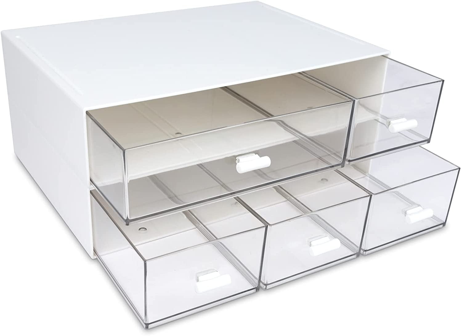 Desktop Organizer with 5 Drawers, STONCEL 2Tier Stackable Desk Storage