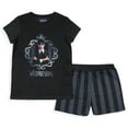 thumbnail image 2 of Wednesday Addams Girls' Striped Pajamas Sleep 2-Piece Lounge Short-Sleeve Shirt and Pajama Short Set Sleepwear, 2 of 7