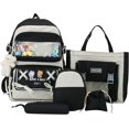 thumbnail image 1 of Juego de mochila Kawaii de 5 uds para niñas adolescentes, bonitas mochilas escolares de 17 pulgadas con bolso de hombro, caja de lápices, bolso de mano, bolso pequeño, negro, 1 of 5