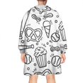 thumbnail image 2 of Black White Baseball Snacks Pattern Wearable Oversized Blanket,Wearable Blanket Hoodie for Adults,Cozy Hooded Blankets with Super Pockets,Super Warm Fuzzy Pullover for Women & Men, 2 of 6
