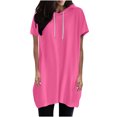 thumbnail image 2 of Timegard Summer Tops for Women Short Sleeve Hoodies Solid Color Loose Comfy Casual Pullover Tops Pockets, 2 of 7