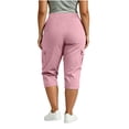 thumbnail image 5 of Diufon Plus Size Cargo Pants for Women Button Elastic Waisted Travel Hiking Capri Pants with Multi Pockets, 5 of 9