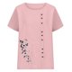 thumbnail image 4 of Xuyuer Women's Spring And Summer Block Print Round Neck Button Short Sleeve Casual T-Shirt, 4 of 5