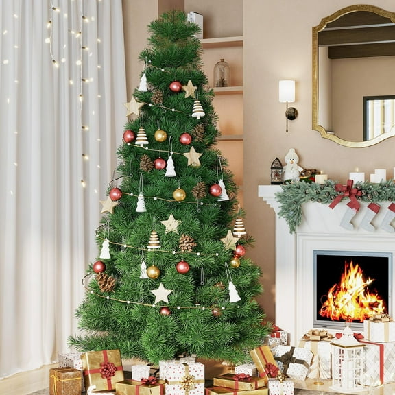 Atilioo 6FT Christmas Tree with 250 LEDs, Classic Quick-Assembly Pre-Lit Artificial Xmas Tree for Winter Holiday Décor, Green