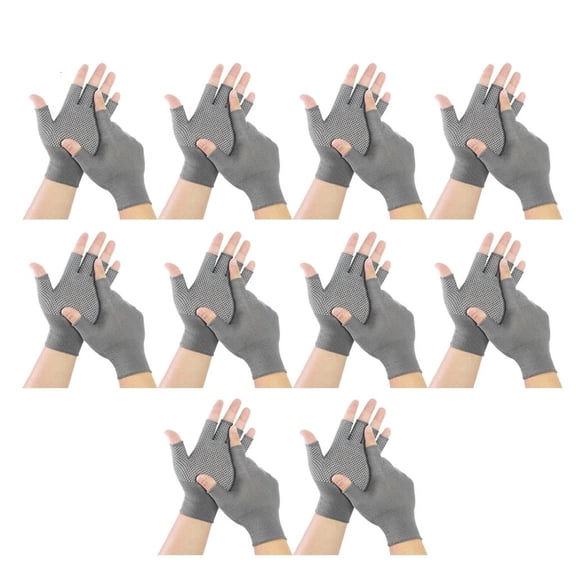 Pack of 10 Ventilated Fingerless Gloves Antislip Grip Packing Moving Activity