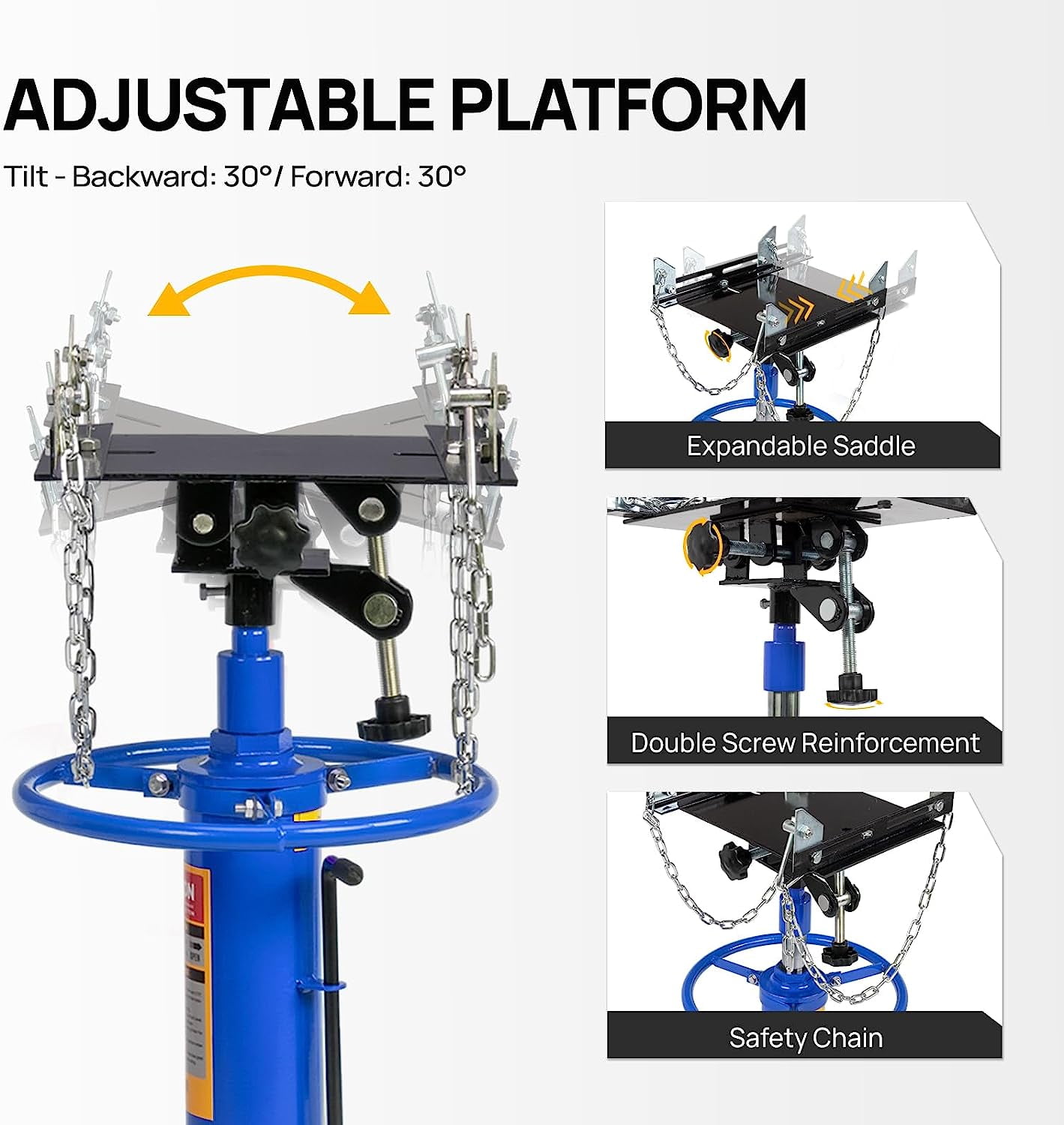 TUFFIOM Transmission Jack, 1660 lbs 3/4-Ton Hydraulic 2-Stage High Lift Vertical Telescoping Floor Jack Stand, 34" to 68" Lifting Range, w/Pedal, 360° Swivel Wheels, Garage/Shop Lift Hoist