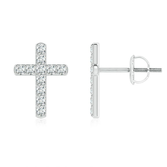 Angara Natural Diamond Cross Earrings for Women in 14K White Gold (Size-1.75mm) – April Birthstone Jewelry | Cross Diamond Earrings