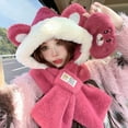 thumbnail image 4 of YAOBAMM Scarf Hat Set Winter Bear Ear Hat Adorable Soft Thickened Cold Proof Ear Protection Beanie, 4 of 7