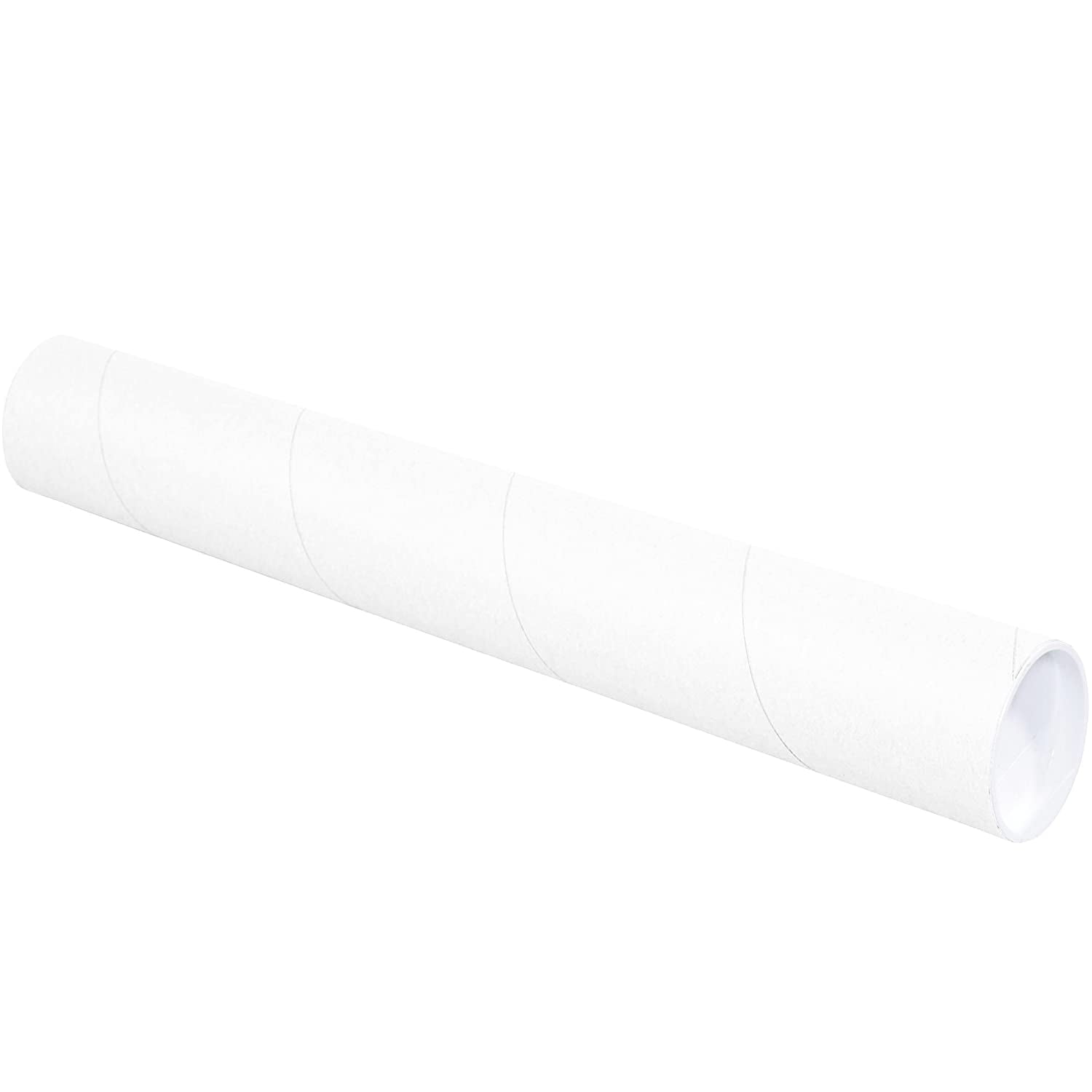 BOX USA BP3018W Mailing Tubes with Caps, 3" x 18", White (Pack of 24
