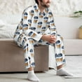 thumbnail image 7 of Naloa Coffee To Go Pattern Men’s Pajamas Set - Long Sleeve Button Down Sleep Shirt and Pajama Bottoms Sleepwear Set-X-Large, 7 of 7