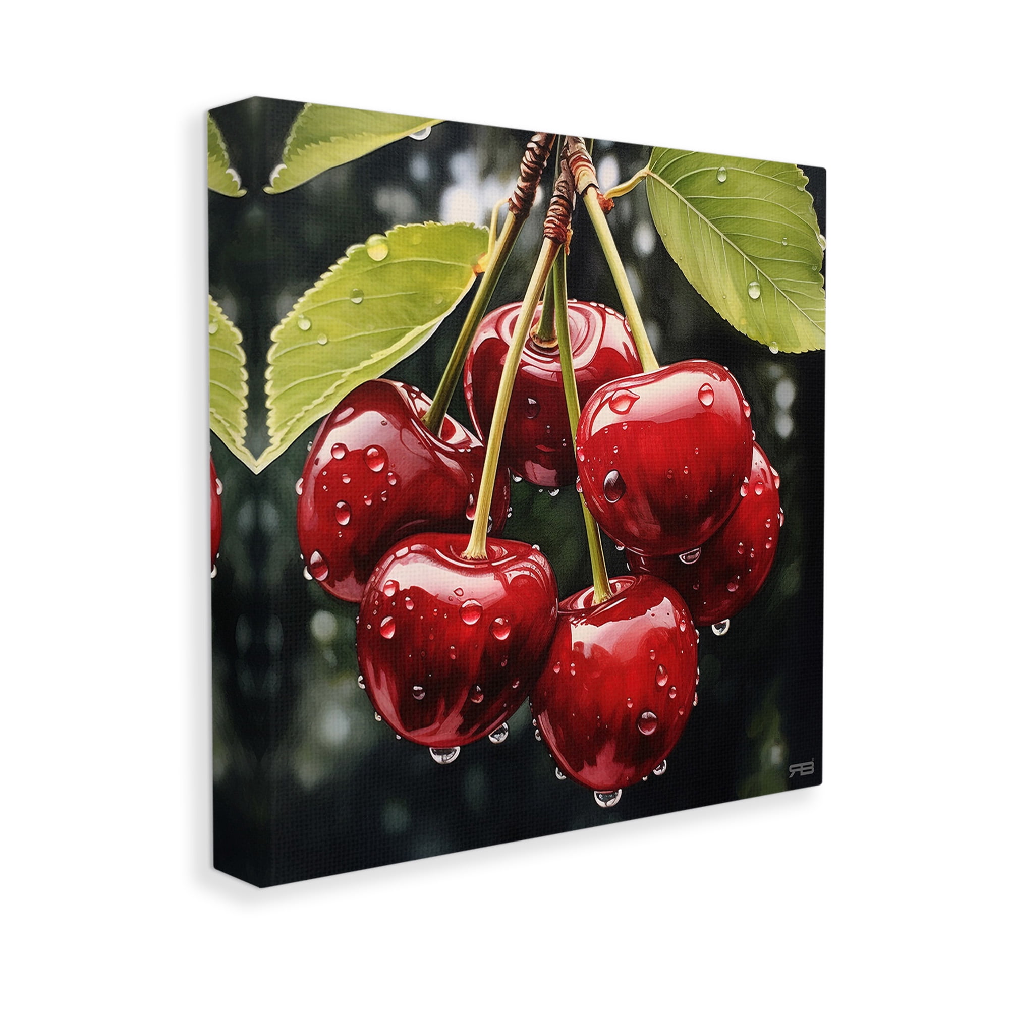Stupell Industries Cherries with Water Droplets Food & Beverage Painting Gallery Wrapped Canvas Art Print Wall Art, 24 x 24