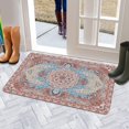 thumbnail image 5 of Retro Door Mat, 17 X 30 Inch Boho Pink Vintage Carpet Welcome Doormat Decorative Home Floor Mat, Non Slip Rubber Back and Strong Water Absorption for Outdoor Indoor Entrance Decor, 5 of 6
