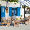 thumbnail image 3 of Gymax 4pcs Wooden Patio Furniture Set Table & Sectional Sofa Garden, 3 of 10