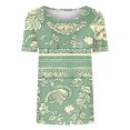 thumbnail image 4 of Women's Summer Tops 2025 Crew Neck Short Sleeve Loose Fit Casual Blouses Trendy Printed Tees Dressy for Seniors, 4 of 4
