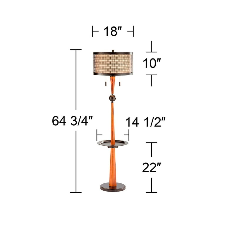 Franklin Iron Works Hunter Rustic Floor Lamp with Tray Table 64 3 4