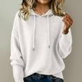 thumbnail image 2 of Sweaters for Women Crew Neck Soft Wool Hoodies Lightweight Cozy Knitted Drawstring Hooded Pullover, 2 of 5