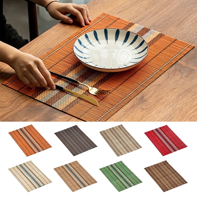 Dining Table Placemat, Heat-Resistant Place Mat Stain Resistant Anti-Skid Washable Bamboo Table Mat Placemat Kitchen Table Mat