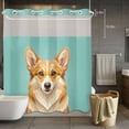 thumbnail image 3 of Sunglasses Corgi No Hook Shower Curtain with Snap in Liner Retro Funny Corgi Green Background Waterproof Bathroom Shower Curtain with See Through Top Window for Bathtub 72" x 72", 3 of 9