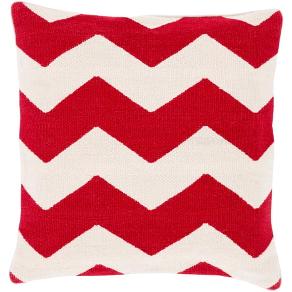 Surya Bold Geo 18" x 18" Bright Red And Ivory Pillow Cover BD004-1818