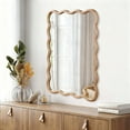 thumbnail image 2 of Wall Mirror Natural Wood 30"x40" Wavy Rectangle Solid Wood Frame Decorative Mirror,For Bedroom, Bathroom, Living Room, Entryway,Decorative Wall Mirror, 2 of 13