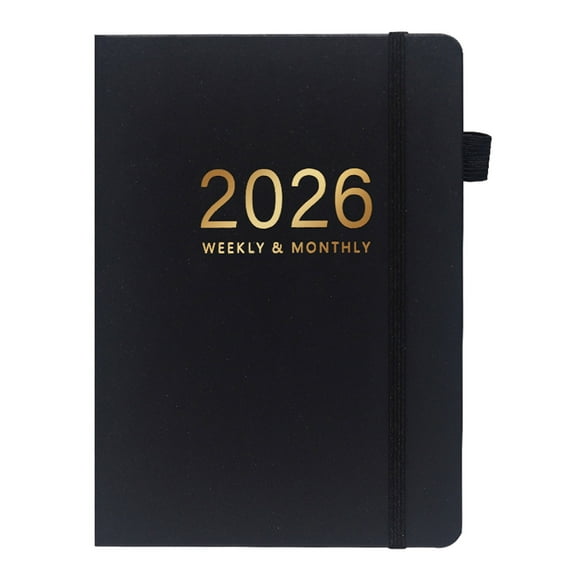 Sylvtty 2026 Planner A5 Hardcover Daily Organizer with 12-Month Calendar Goal Tracking And Elastic Closure Productive Daily Agenda Book for Students Professionals