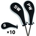 thumbnail image 2 of Funda para cabeza de palo de golf, cubierta de hierro, protección de cuello largo, impresión de números, 10 piezas, fundas para cabeza de palo de golf con cremallera, aptas para todas las marcas, 2 of 5