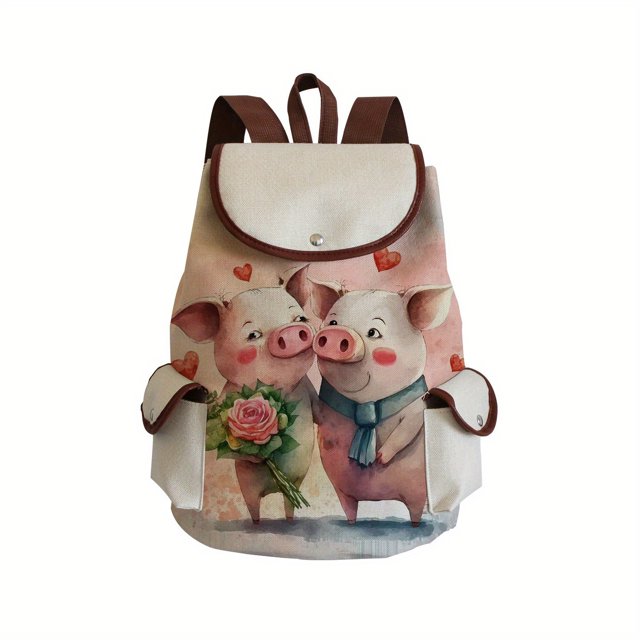 Mochila Con Patrón De Animales De Dibujos Animados Kawaii, Mochila De Almacenamiento De Viaje Que Combina Con Todo, Bolso Simple De Mujer Para La Escuela