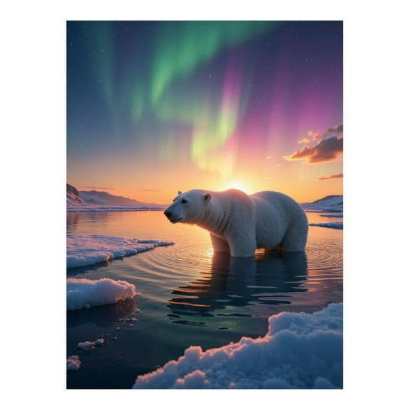 Diamond Art Kits for Adults, Polar Bear Northern Lights Sunset 5D Diamond Painting Kits for Adults Beginners, DIY Full Drill Diamond Painting, Gem Art and Crafts 12x16