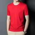 thumbnail image 4 of SWSMCLT Men's Soft Short Sleeve Shirt Lightweight T-shirt Solid Summer Top Basic Crew Neck Tee Cool Slim Fit Red Large, 4 of 4