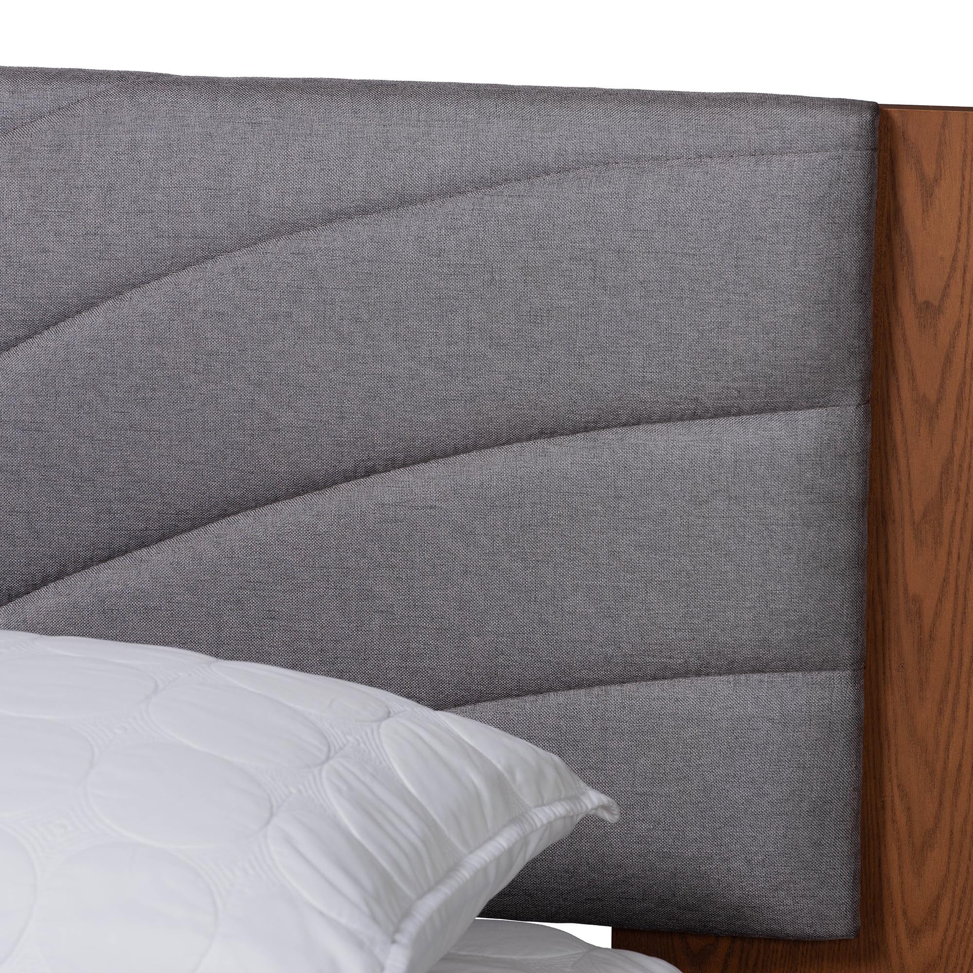 Baxton Studio Hemera Mid-Century Platform bed, Queen, Walnut Brown