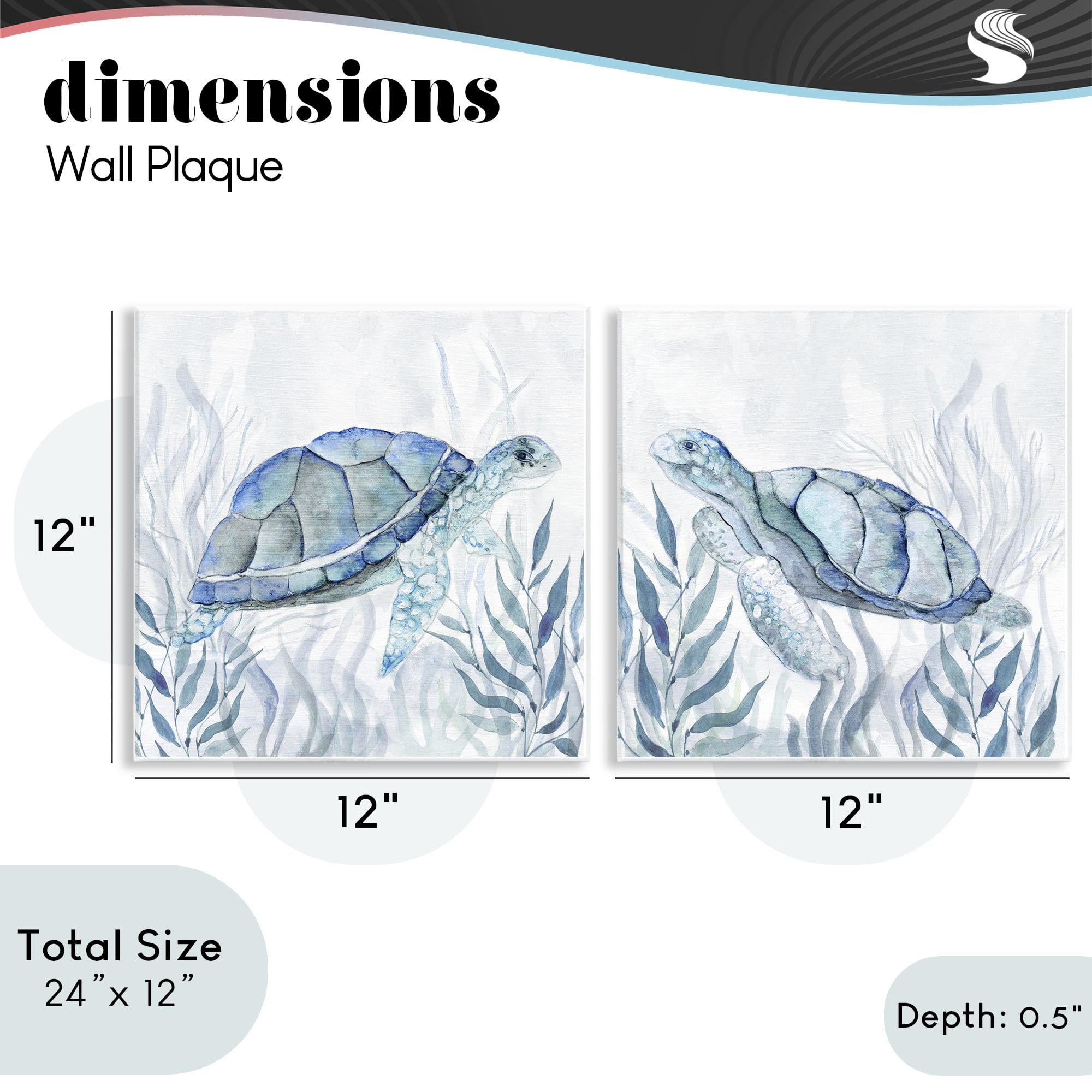 Stupell Industries Subtle Smiling Sea Turtles 2 Piece Wall Plaque Art Set, design by Janet Tava