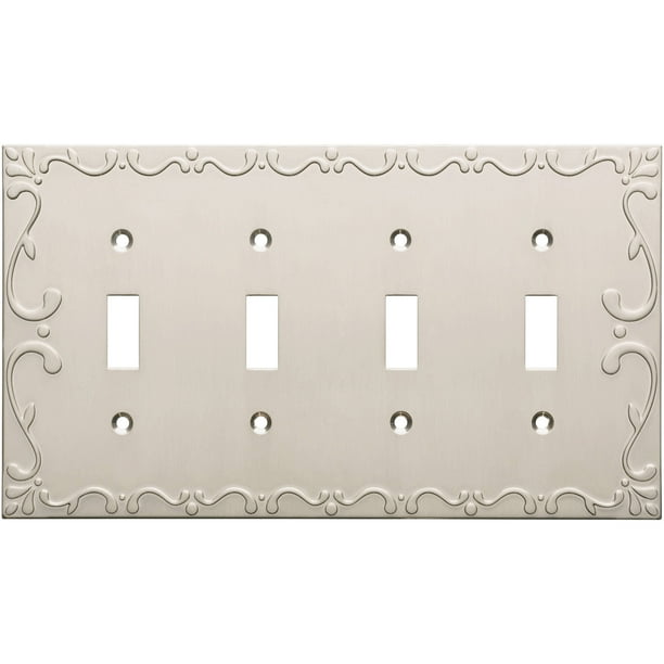 Franklin Brass Classic Lace Quad Switch Wall Plate in Satin Nickel